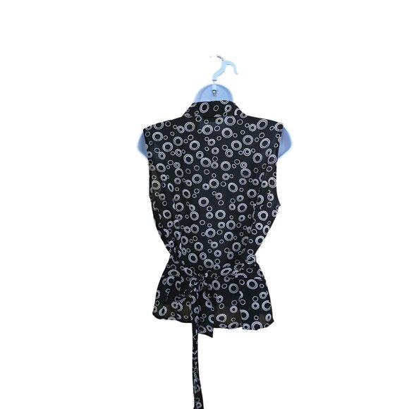 Caviar Sleeveless Wrap Black & White geometric whimsygoth academia office wear - Picture 2 of 5